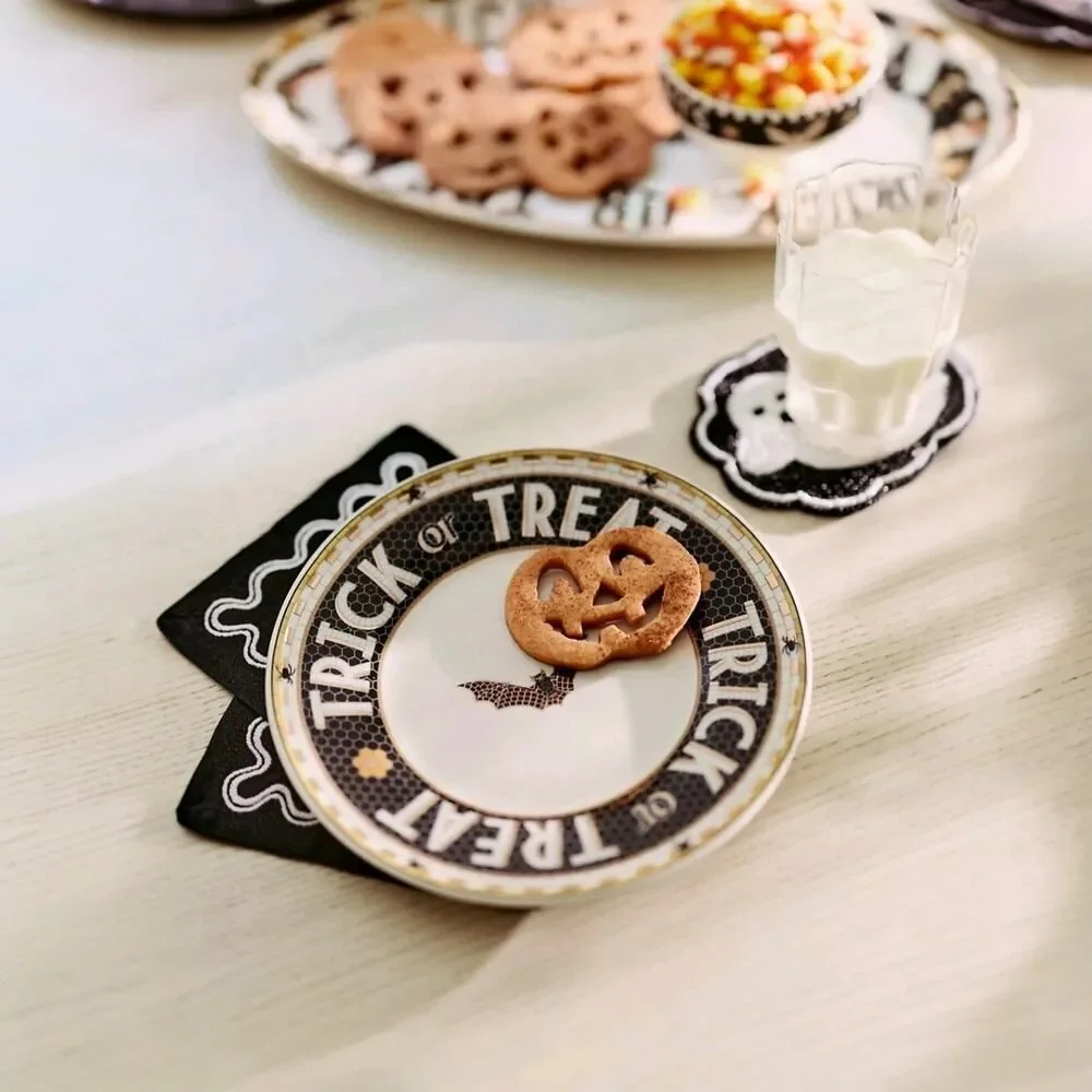 Anthropologie Bistro Tile Halloween Salad/Dessert  Plate 8.25
